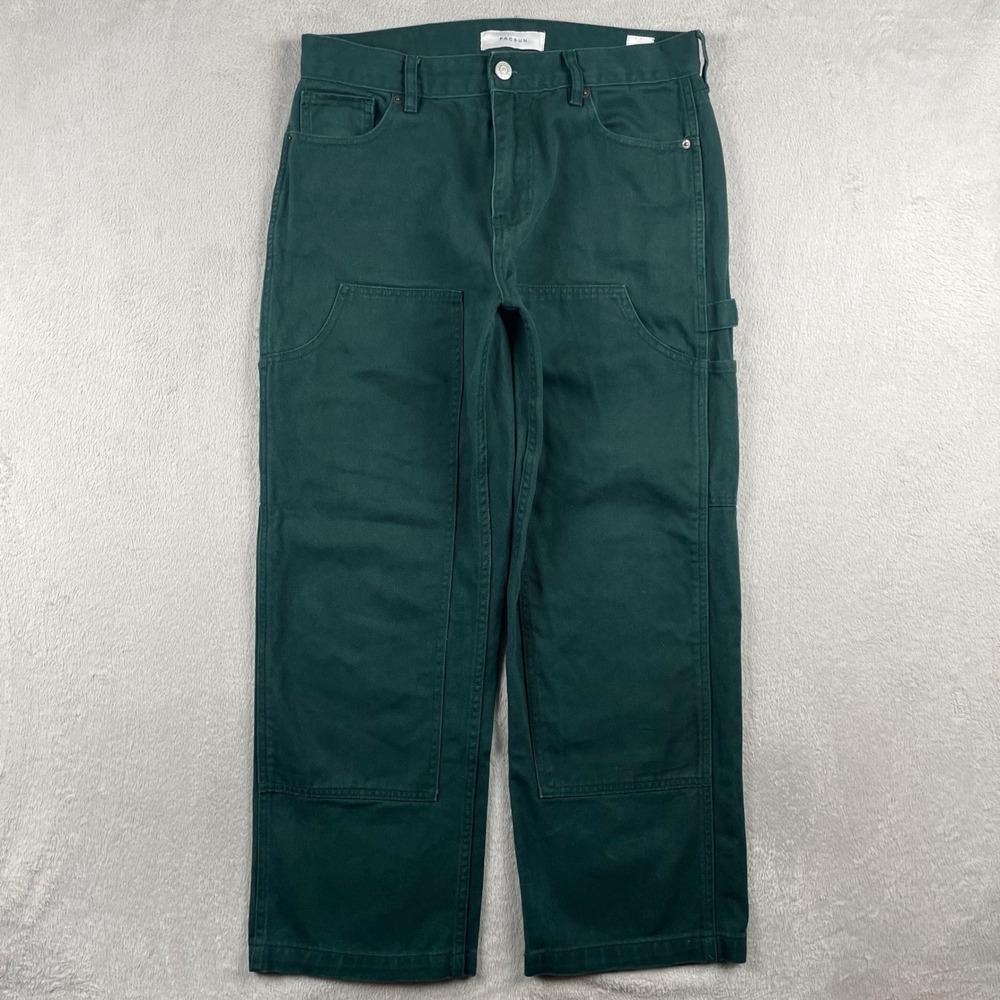 PacSun Carpenter Pants Men 32x29 Green Baggy Double Knee Skater Work